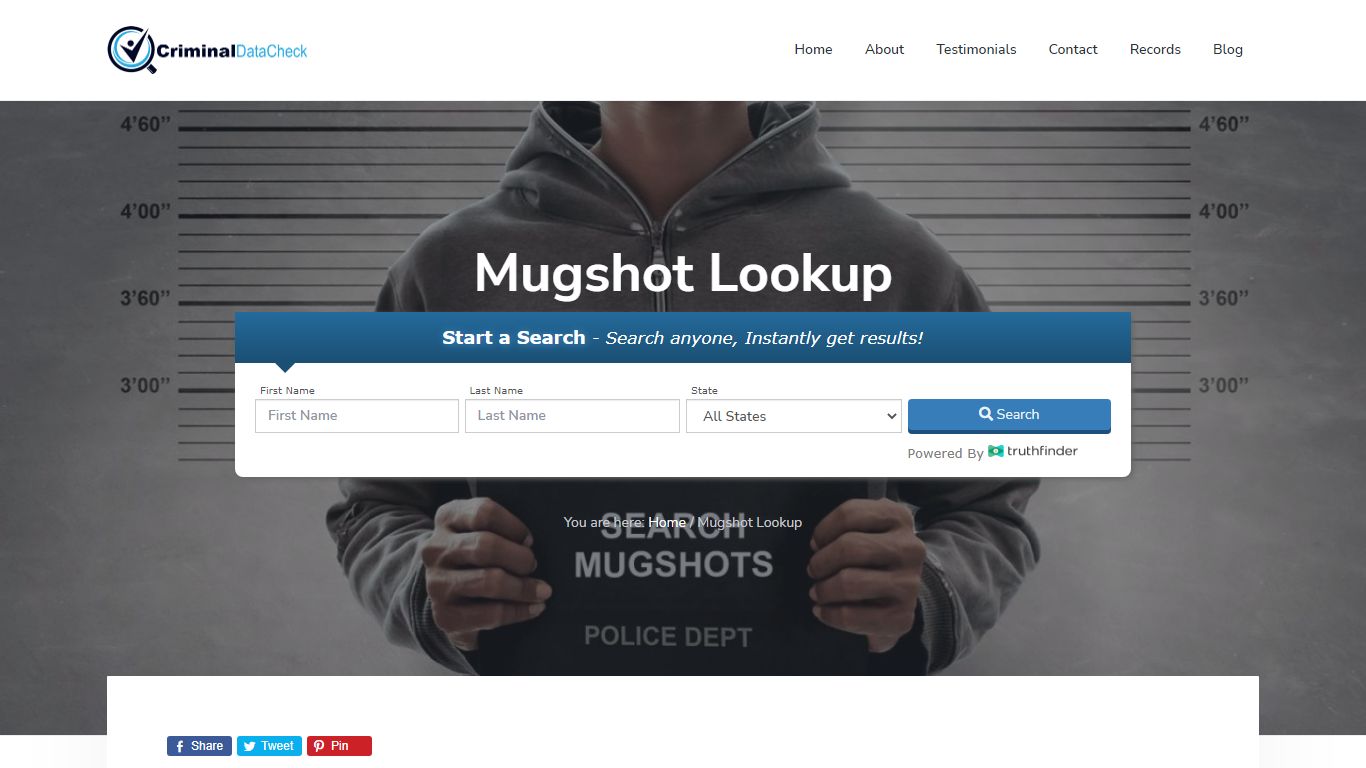 Mugshot Lookup - Criminal Data Check